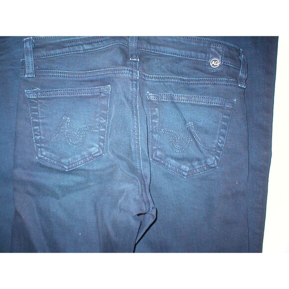 New $255 Womens Designer AG Jeans Premiere Skinny Straight Black 25 Slashed Dark - Picture 8 of 12